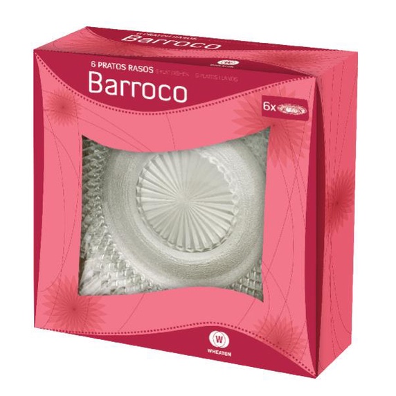 BARROCO - CJ PRATO RASO C/ 06 PC 23,4X22,5X23 CM