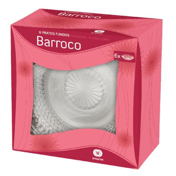 BARROCO - CJ PRATO FUNDO C/ 06 PC 22X22X12 CM