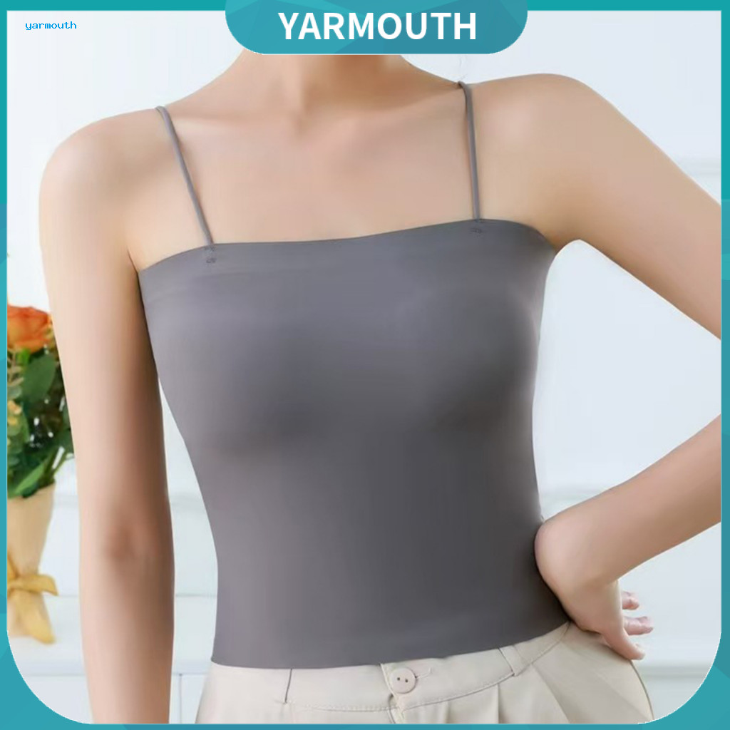 Tank Top Comfortable Loose Women’s Padded Scoop Neck with Built-in Bra Double Layer Spaghetti Strap Camisole Summer Sh