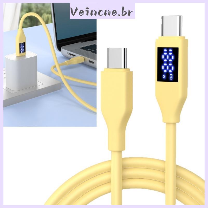 Carregamento Rápido VEI Double Type C Display LED Soft Silicone Para Tablet Telefone