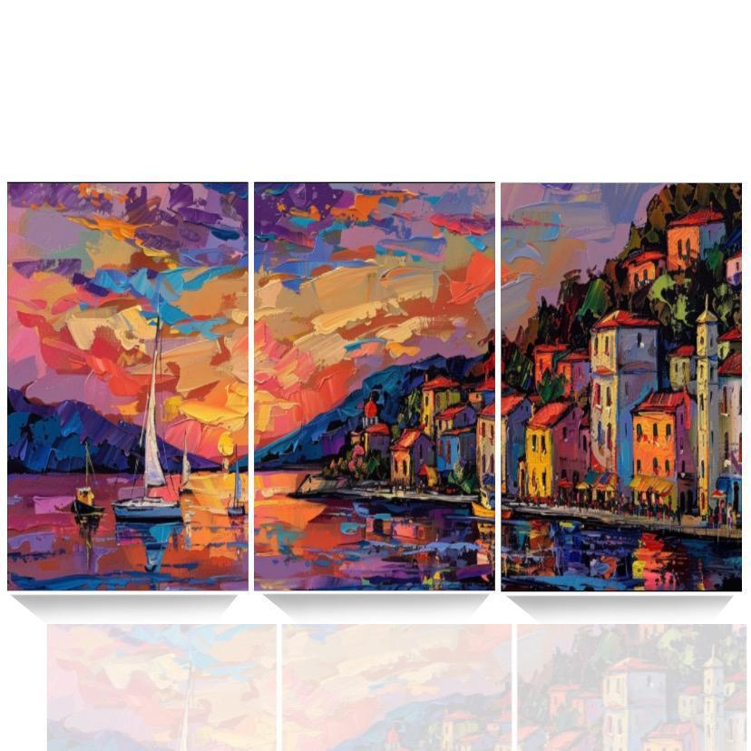 Quadro Paisagem Mediterrânea Estilo Moderno 50x30
