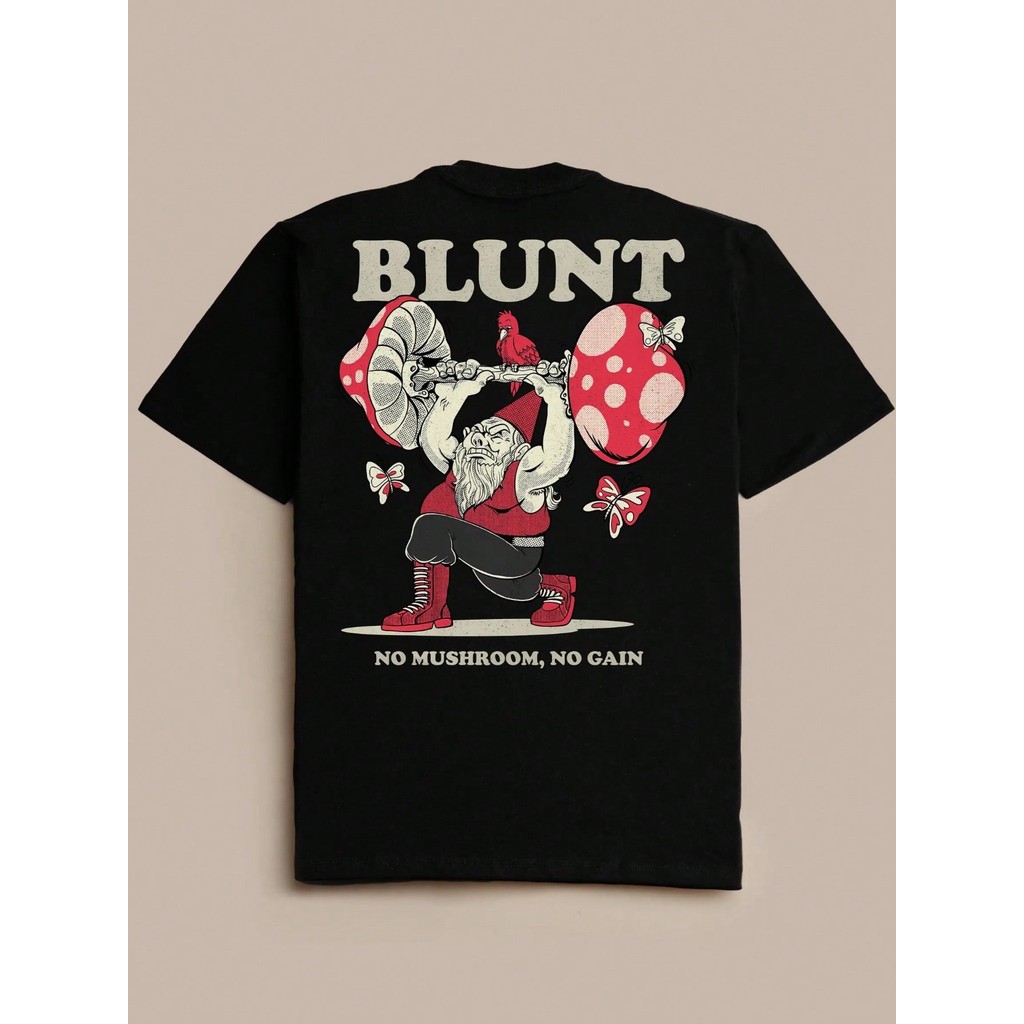 Camiseta No Mushroom No Gain Gnomo Streetwear Skate Blusa Camisa Unissex Masculino Feminino 100% Algodão Top Premium