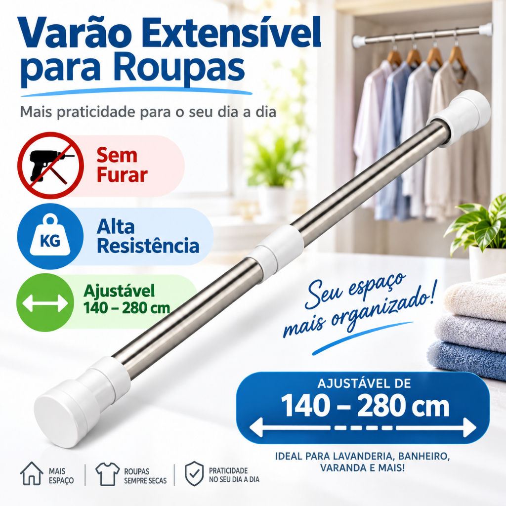 Extendable Curtain Rod Large Stainless Steel Curtain Holder Shower Curtain Home Living Room Bedroom Wardrobe
