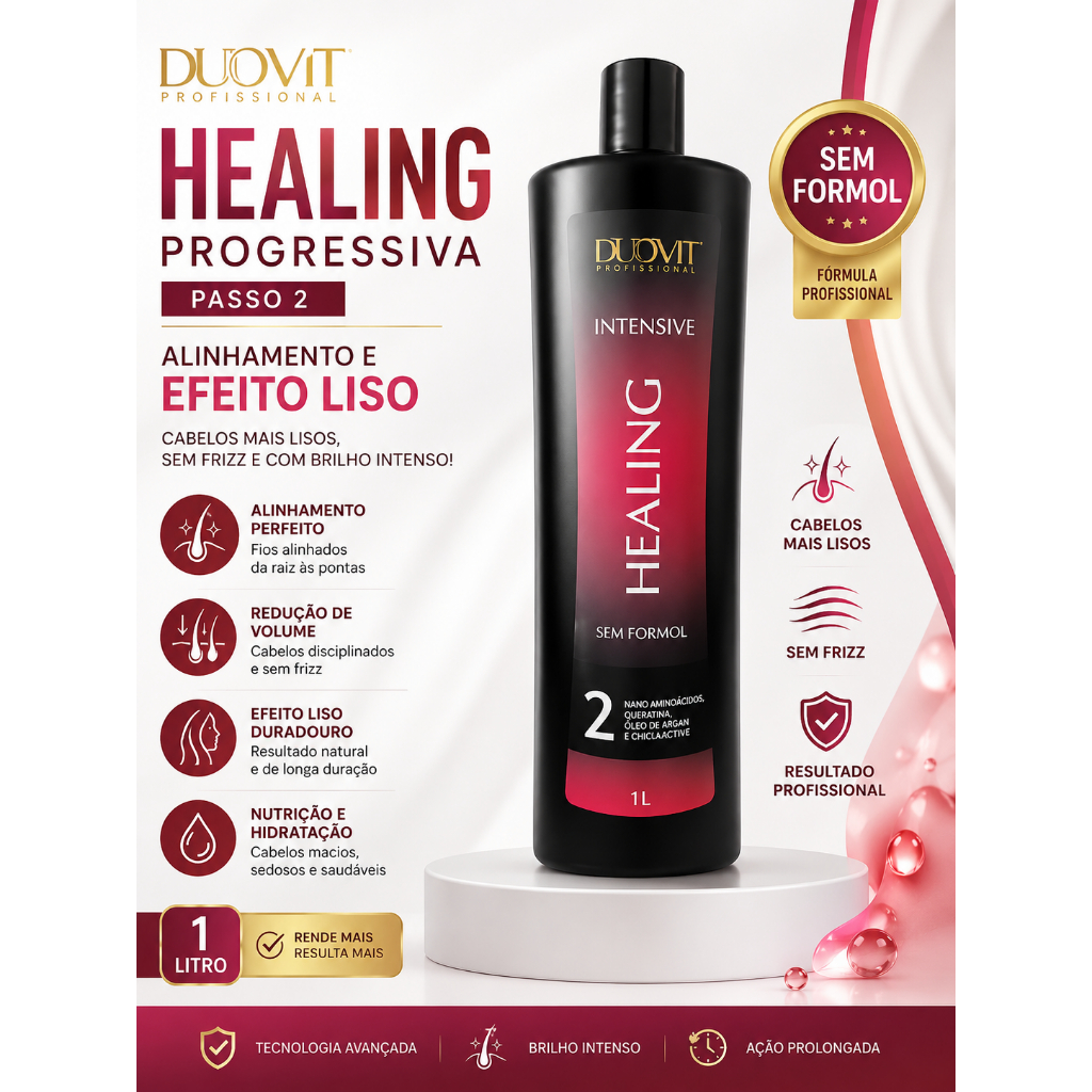 Progressiva Healing Duovit Passo 2  1 Litro – Alinhamento, Redução de Volume e Efeito Liso