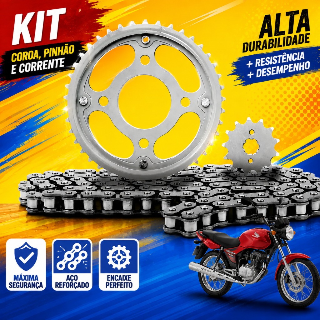 Kit Transmissão Moto Fan/ Titan150 Ano 2004 a 2015 - Allen