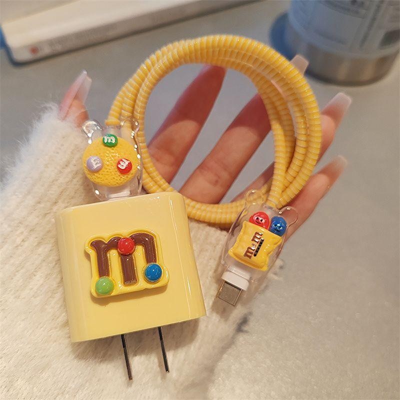 Kawaii M Feijão Asas Silicone Protetor De Cabo USB Linha Dados Caso Para iPhone 18W/20W Bonito Dos Desenhos Animados Enr