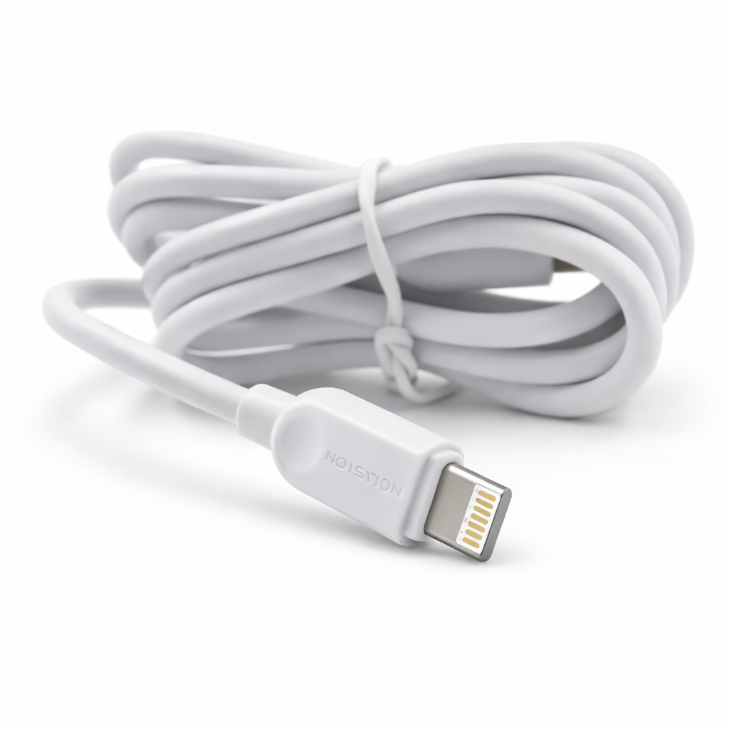 Cabo de Carregador LIGHTNING IOS revestido de Silicone Branco 1 Metro 4.8m/Ah - H´maston