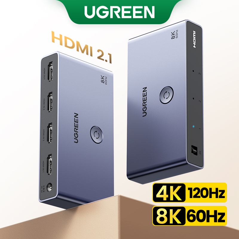UGREEN HDMI 2.1 8K Switch 3 Em 1 Out Com Controle Remoto 8K 60Hz 4K 120Hz Switcher Divisor De Conversor Para Monitores