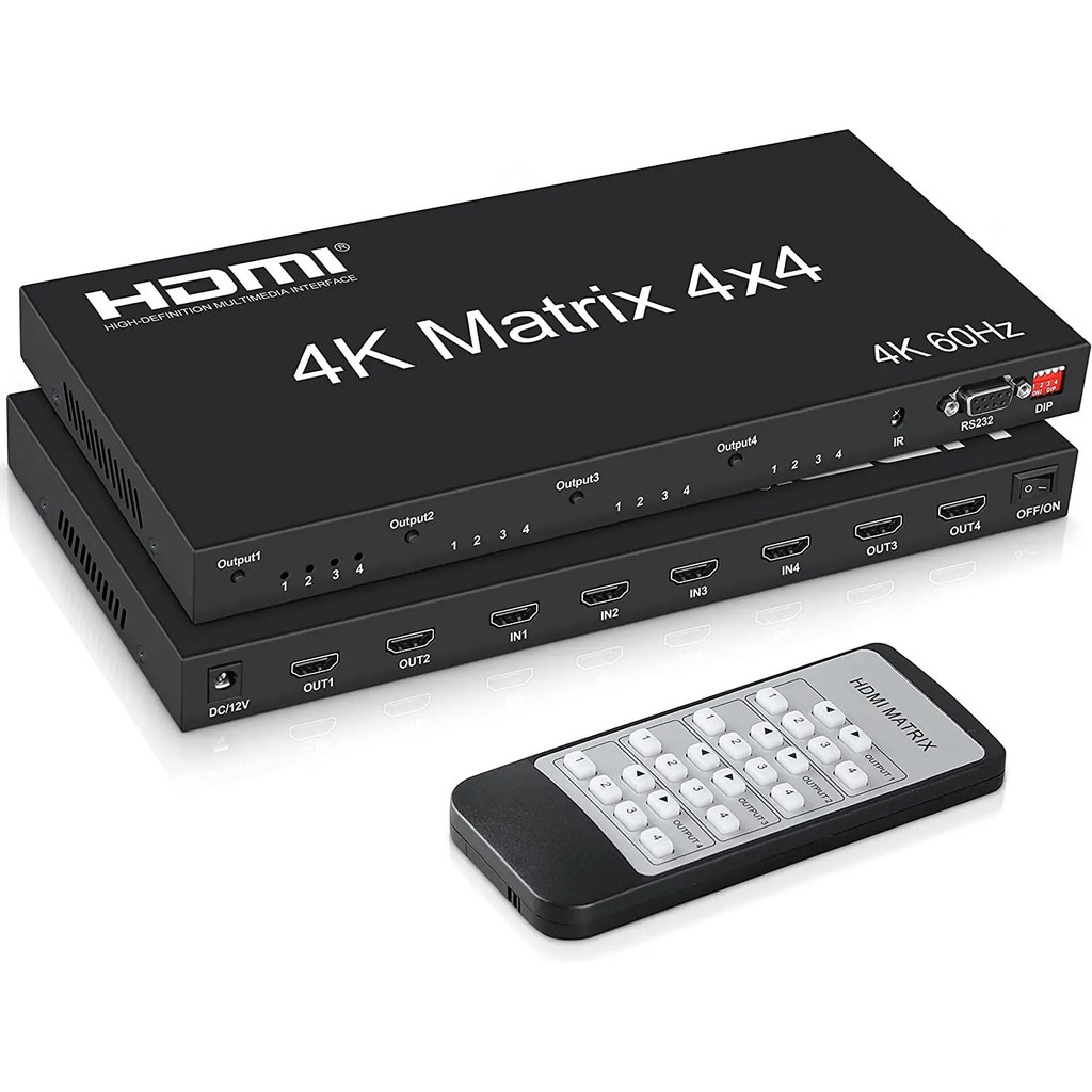 4K 60Hz 4x4 HDMI MATRIX 2.0 4 IN 4 OUT Video Switcher Splitter 2x4 4x2 Converter