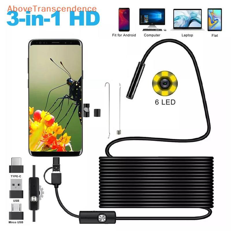 ABO 5.5MM Android Câmera Endoscópica 3 IN1 Micro USB Tipo C Boroscópio Mini À Prova Dwaterproof Água LED Inspeção Do Car