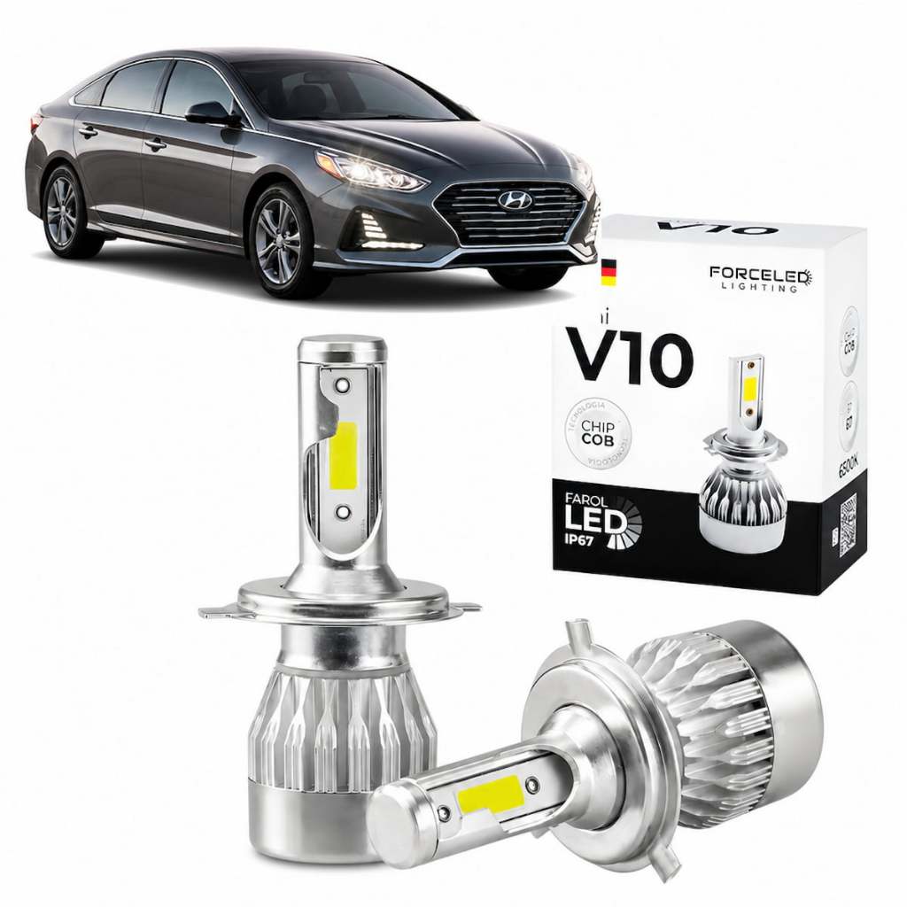 Kit LED Farol Alto e Baixo H7 Hyundai Sonata (1999 a 2016) Full Mini V10 (2 Lamp.)