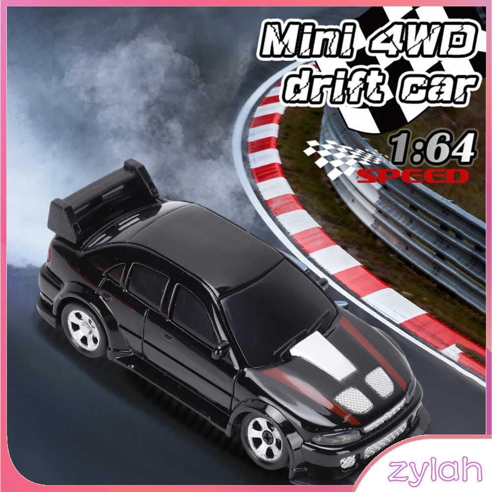 Zylah.br Mini RC Drift Car Escala 1:64 Controle remoto de 2,4 GHz com luzes LED Corpo em liga de veículo de deriva 4WD
