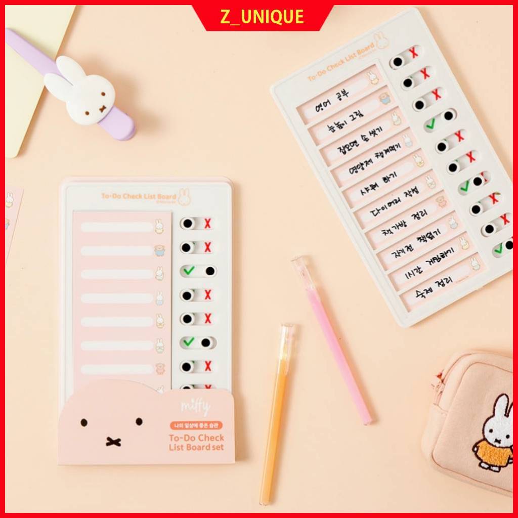 [Conjunto De Quadro De Lista De Verificação Miffy To-Do Com 10 Notas De Recarga] Organizador De Memorandos Cute Habit Tracker-1