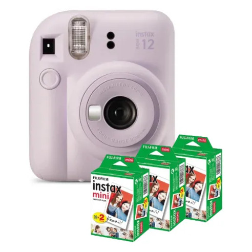 KIT Câmera Instantânea Instax Mini 12 LILÁS + Filme 60 Fotos Fujifilm