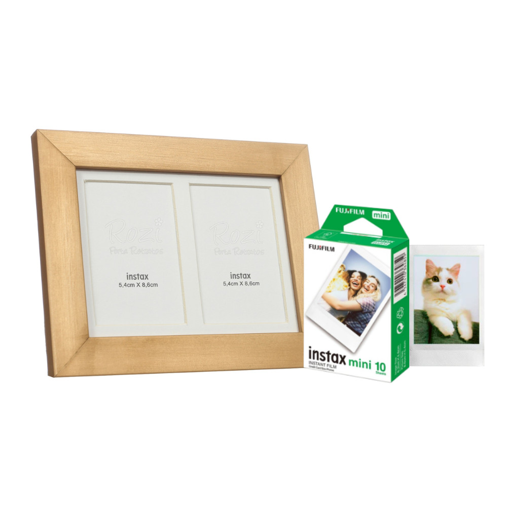 Kit 5 Porta Retrato Instax mini Dourado 10 Fotos Fujifilm