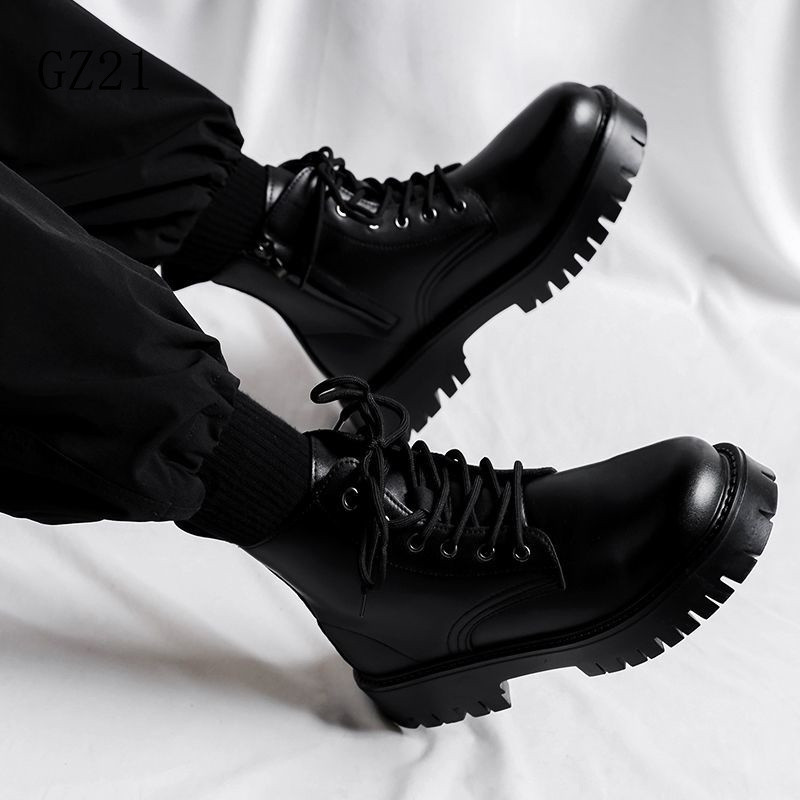Botas Martin da moda, modelo baixo, para o Ano Novo, pretas, sapatos de couro de alta qualidade para estudantes do ensin