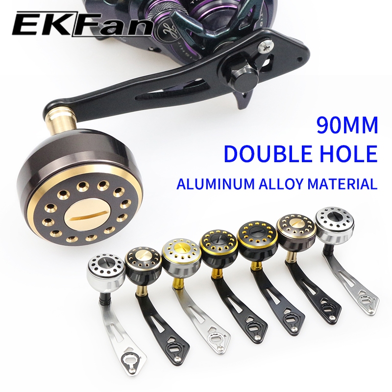 EKFan 90mm Alloy Fishing Reel handle Left/Right Hand Universal 8*5/7*4 hole for daiwa/shimano/abu Baitcasting Reel parts