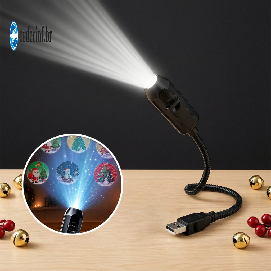 Holiday Projection Lamps Projector Lights Usb Portable Night Light for Christmas Flexible Gooseneck Led Lamp with 6/10/1