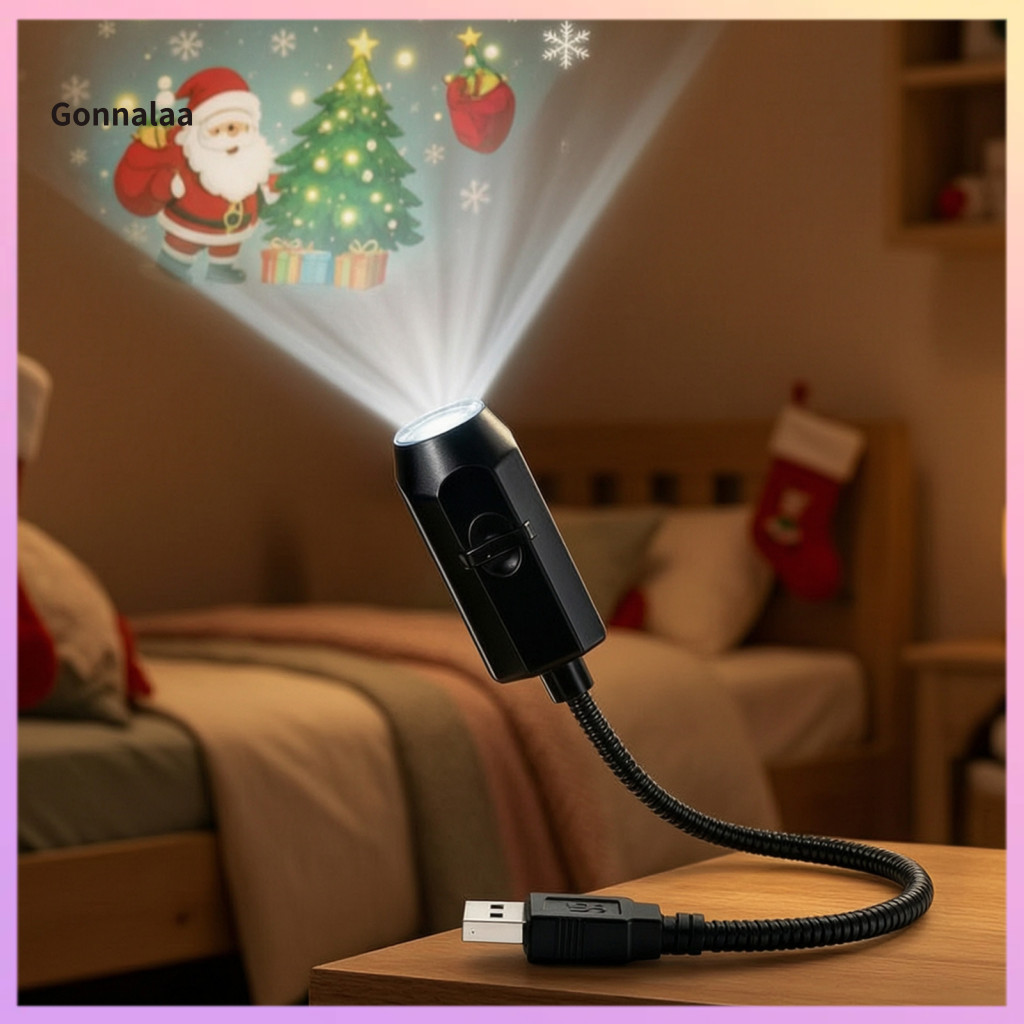 Usb Portable Projector Night Light for Christmas Flexible Gooseneck Led Lamp with 6/10/15/20 Projection Films Ambient Be
