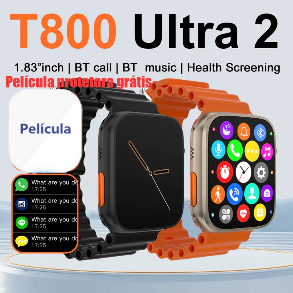 Relógio Original iwo t800 Ultra 2 Smart 1.99 Inch Series 8 Chamadas Assistente De Voz De Smartwatch