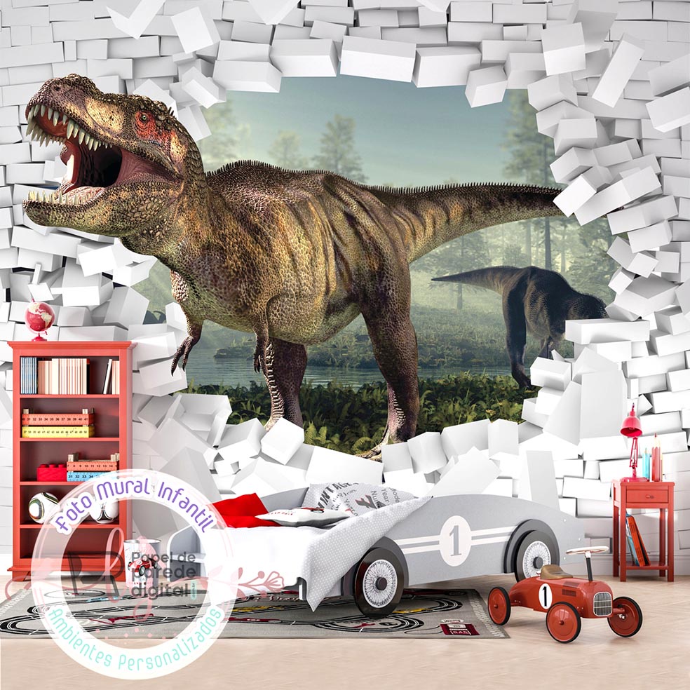 Papel de Parede Foto Mural Dinossauro Tiranossauro M² Imagem Completa