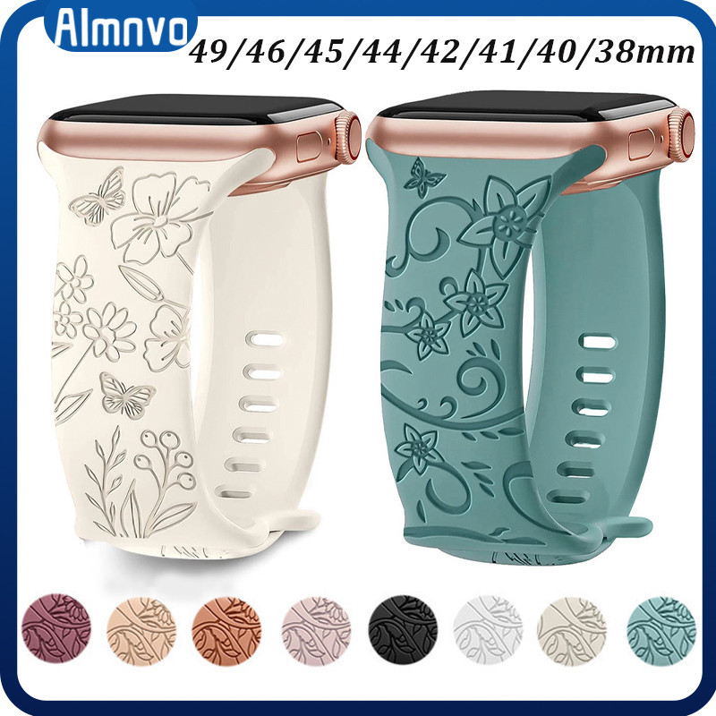 Pulseira De Feminino Silicone Para Apple Watch IWatch Ultra 4 SE 3 2 Series 12 11 10 9 8 7 6 49 46 45 44 42 41 40mm