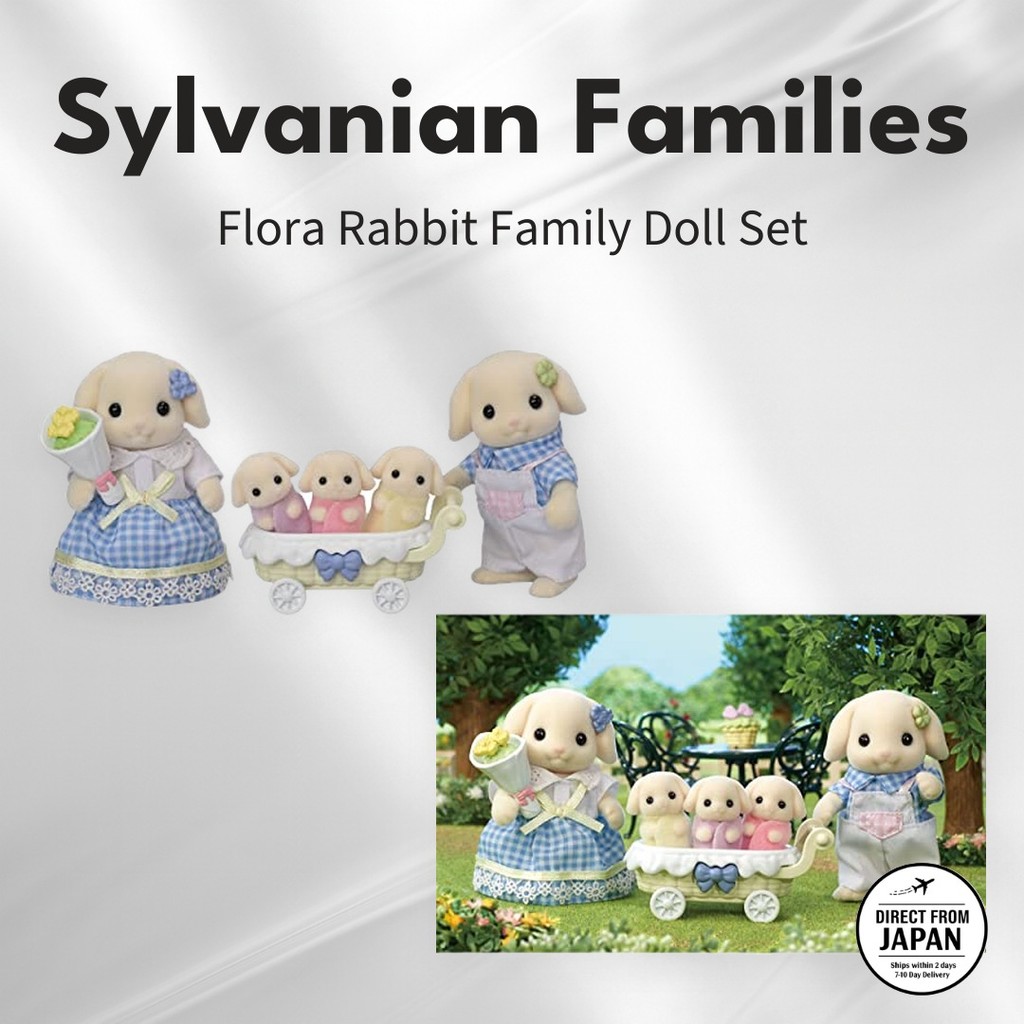 Sylvanian Families Doll — Flora Rabbit Family FS-50, ST Mark certified, Ages 3 and up, Dollhouse Toy