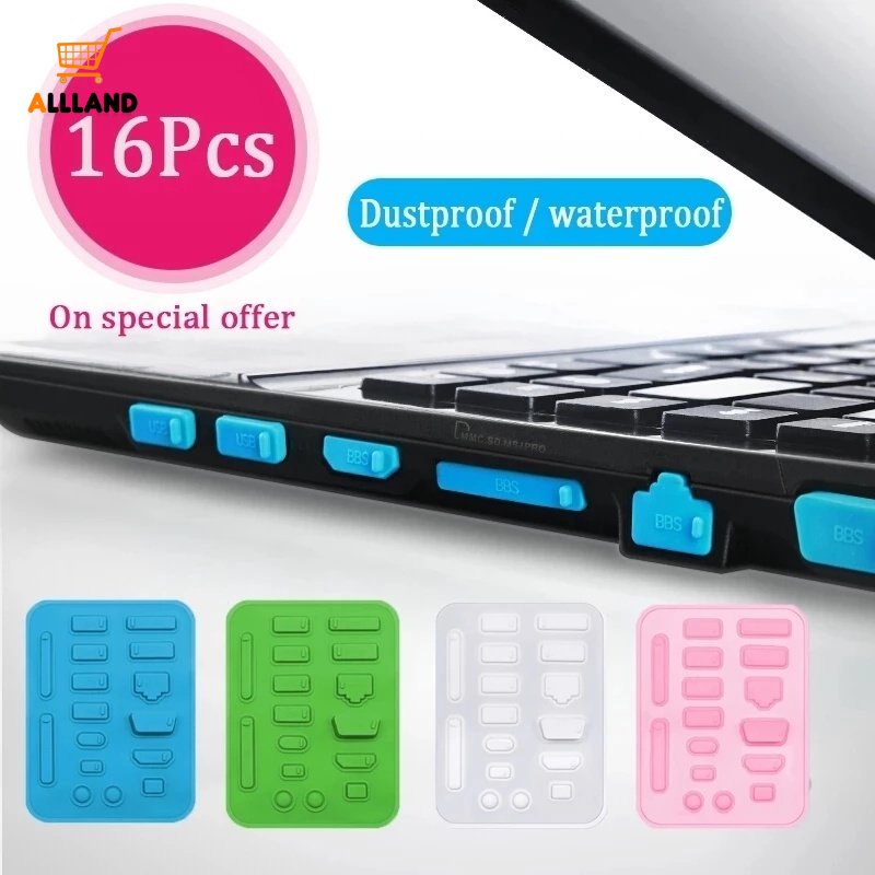 16 Pcs/set Colorful Laptop Silicone Dust Plugs/Tampa À Prova D'água Anti-Pó Para Notebook PC/Interface USB Capa De Proteção De Poeira