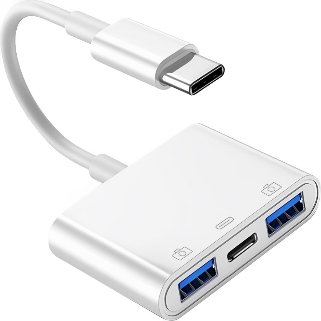 Adaptador Otg Duplo Usb 3.0 Para Usb-c Para iPhone 15 iPad Macbook Para Teclado Mouse PenDrive