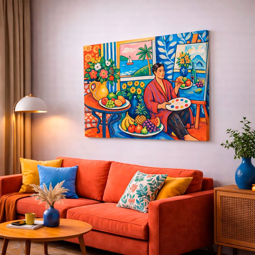 Quadro Decorativo Arte Mediterrânea Pintor Frutas Natureza Morta Cozinha Sala Jantar Canvas