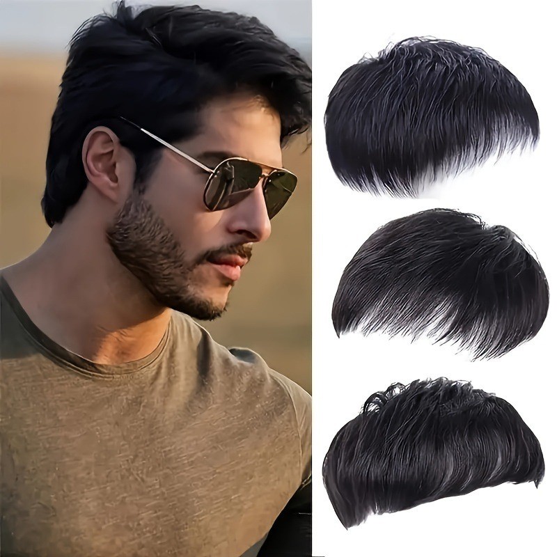 Perucas Masculinas , Cabelos Curtos , Comércio Eletrônico Mais Vendido Na Europa e Nos Estados Unidos , Bloco De Reedição De Cabelo Superior Para Cobrir Brancos , Comprimidos Masculina Careca Mediterrânea