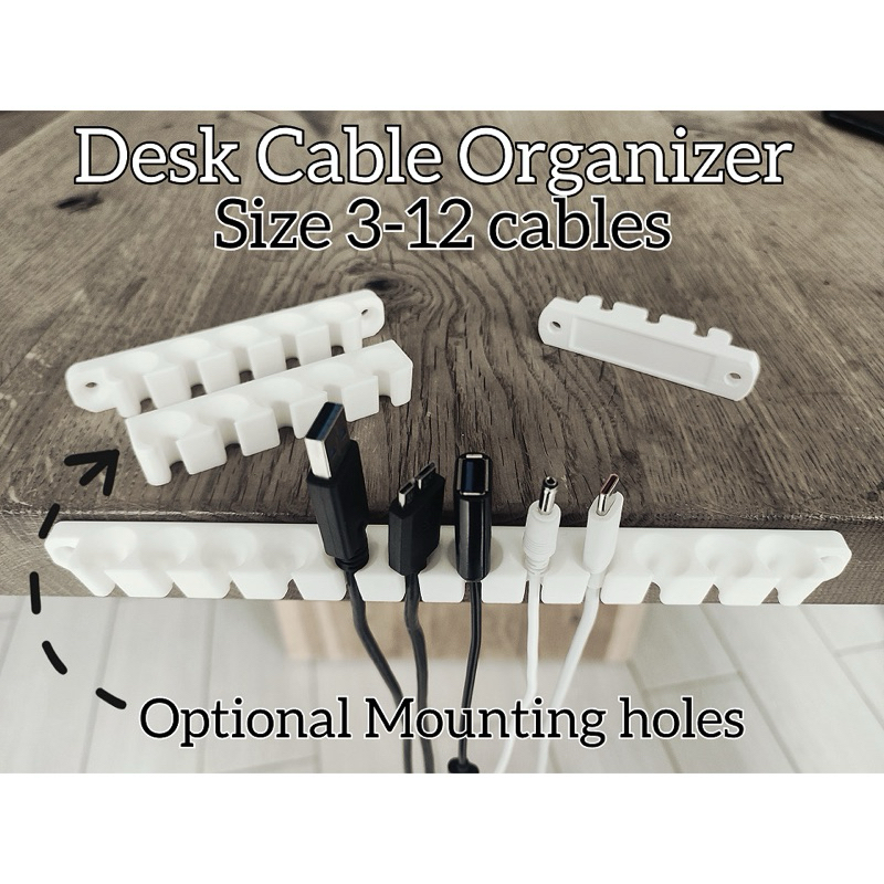 Organizador de Cabos para Mesa 3 a 12 Fios – Suporte USB, USB-C, HDMI e Carregadores