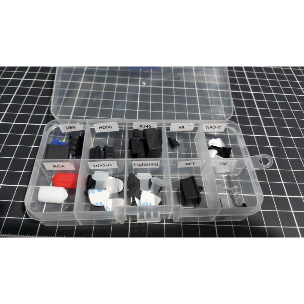 Kit c/ 32 protetores, USB, HDMI, SFT, V8, TIPO-C, RCA, TIPO-C, Lightning, RJ45 e P2.