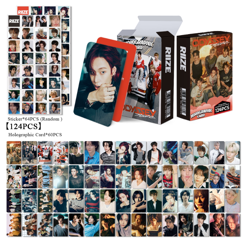 Conjunto De Cartões Fotográficos E Adesivos Holográficos RIIZE ODYSSEY 124 Unidades | 60 + 64