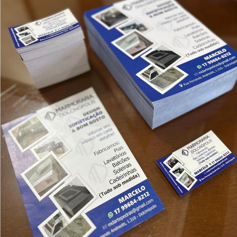 Kit de 1000 Cartões de Visita + 500 Folders Empresariais  + Criação da Arte, Cartão de Visita, Folhetos e Layout