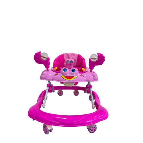 Andador Infantil Rosa Dobrável Empurrador Plástico Metal Rodas Multidirecionais 12kg Unitoys