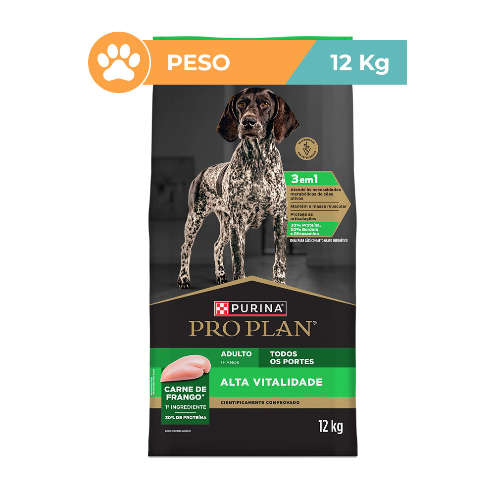 Ração Pro Plan Alta Vitalidade Frango Cães Adultos 12kg