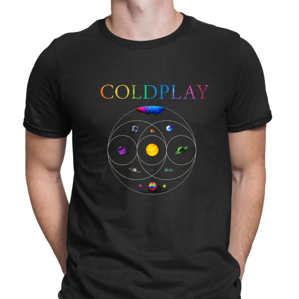 Camisa da Banda ColdPlay Music Of The Sphere Rock Estilo Unissex Camiseta 100% Algodão