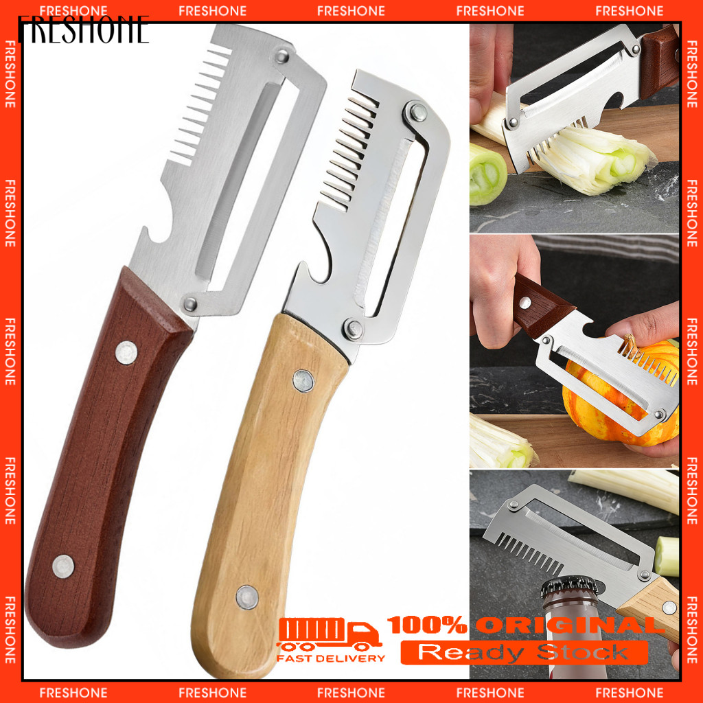 Wide Blade Peeler Stainless Steel Vegetable 2-in-1 Fruit with Wooden Handle Includes Bottle Opener – Quick and Easy fo