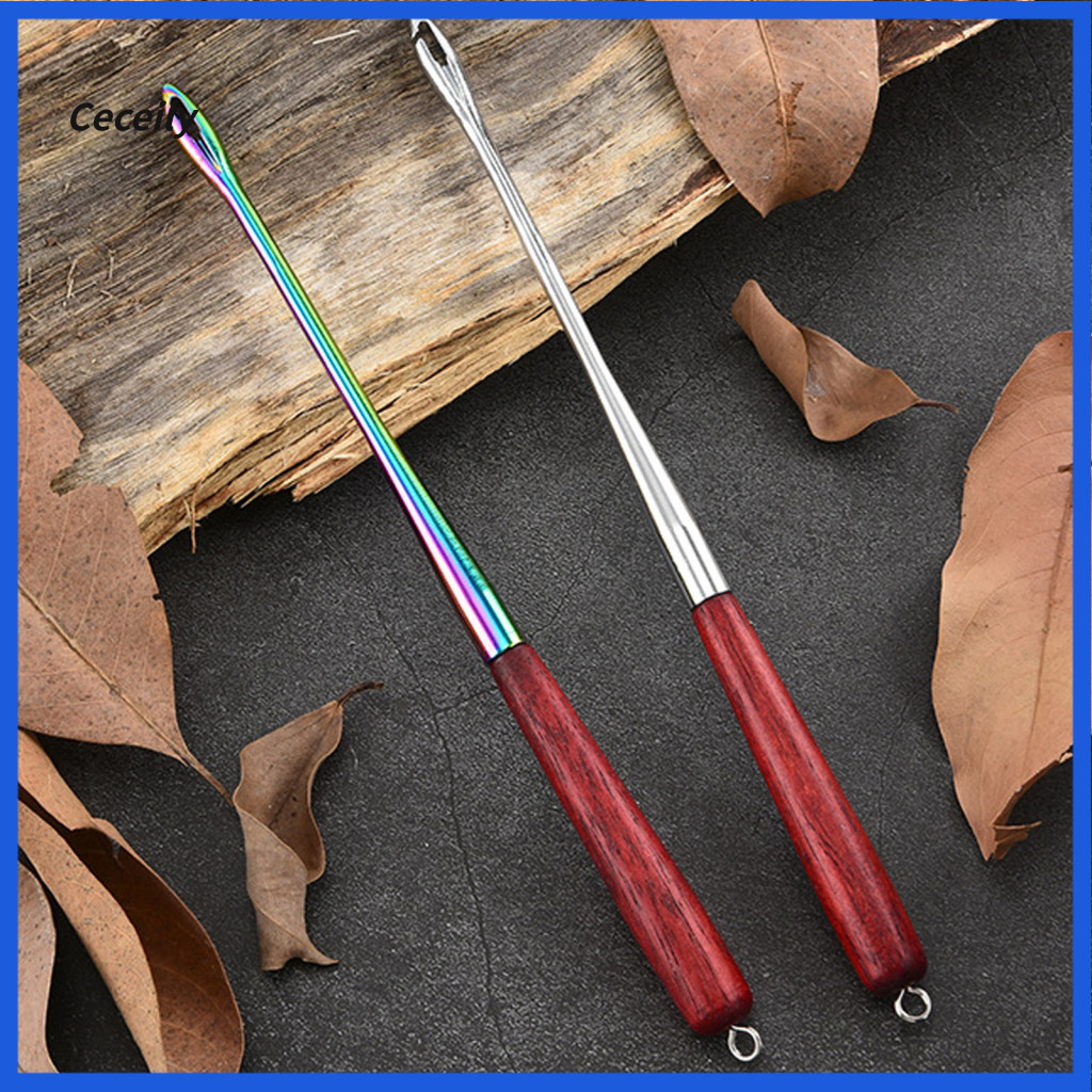 Stainless Steel Hook Extractor Fishing Tackle Tool 9 Inch Remover with Wooden Handle – Heavy-duty Quick Disgorger for