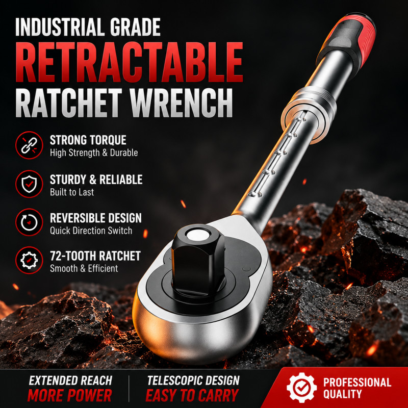 72-Tooth Telescopic Ratchet Socket Quick-Release Extendable Wrench