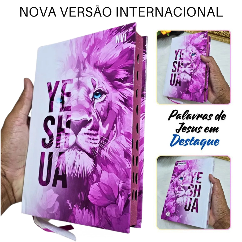Bíblia nvi Masculina Feminina Letra Média Yeshua Rosa Palavras Jesus Destaque Versão Internacional