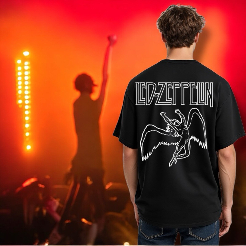 Camiseta Banda Rock Led Algodão Blusa Música Internacional Streetwear Oversized Preta