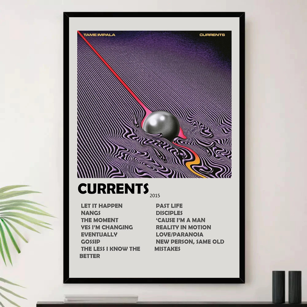 Quadro Placa Decorativa Música Internacional Tame Impala Indie Pop Dream Pop Álbuns com Moldura