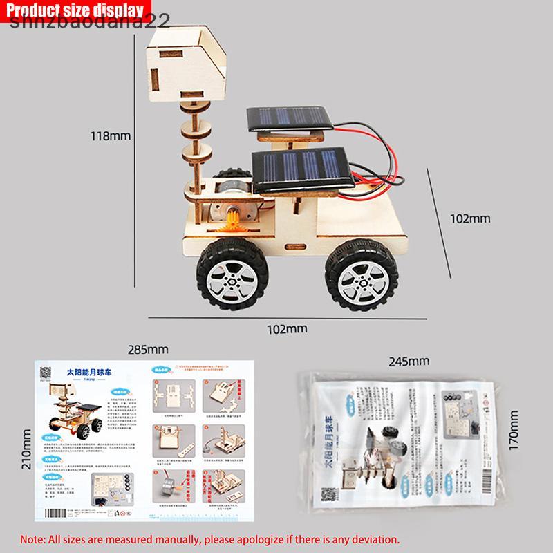 [Shnzd] Criativo DIY Feito À Mão Solar Powered Lunar Rover Modelo Brinquedo Ferramenta De Ensino De Madeira Infantil Tec
