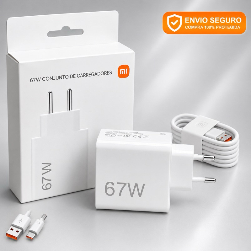 Carregador Xiomi Turbo 67W e 120w USB-C Alta Potência | Carregamento Ultra Rápido Compatível Android