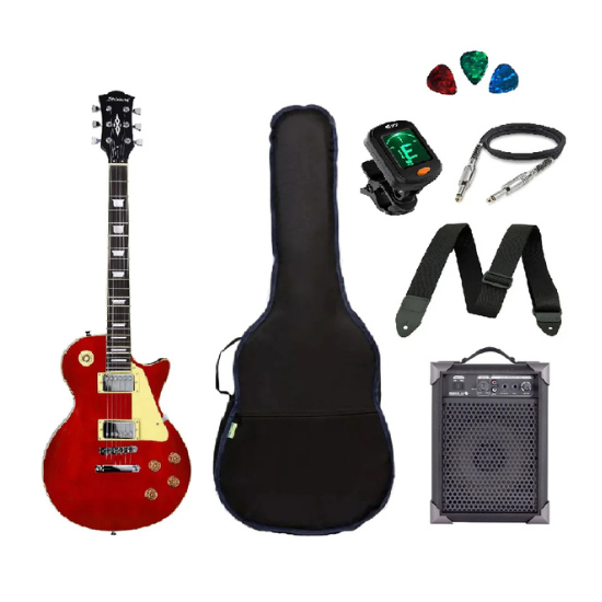Kit Guitarra Strinberg Les Paul LPS230 + Amplificador + Afinador Digital + Acessórios Vermelha