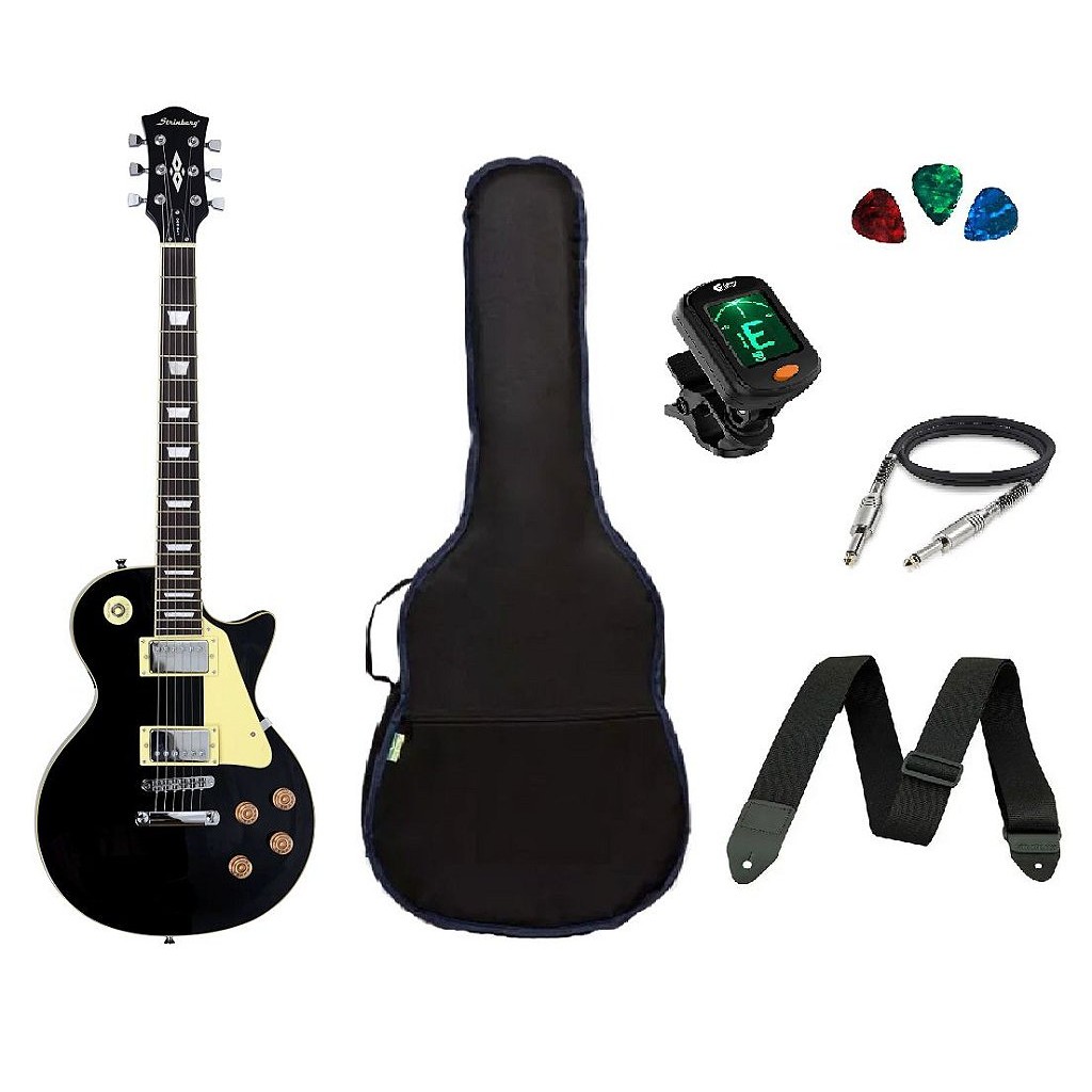 Kit Guitarra Strinberg Les Paul LPS230 + Afinador Digital + Acessórios Preta