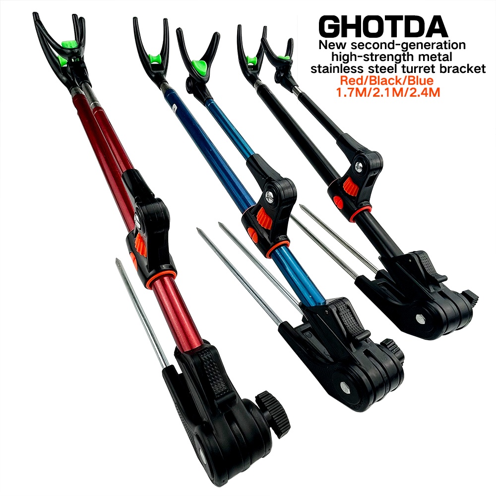 Suporte De Vara De Pesca De Seção Longa Com Plug De Terra 1.7m-2.4m Aço Inoxidável De Posicionamento Livre