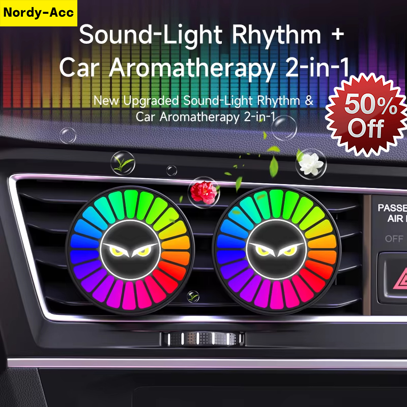 Mini Luz De Ritmo 2 Em 1 E Aromaterapia Ventilação De Ar Do Carro RGB LED Lâmpada De Captação De Som Musical Atmosfera D